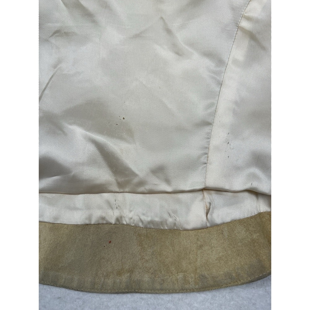 Ren Ellis Santa Fe Beaded Suede Leather Jacket Size 10 Tan Snap Front Lined - Picture 8 of 15